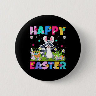 Chapa Redonda De 5 Cm Mapache Feliz búsqueda de huevos de Pascua Oreja d