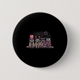 Chapa Redonda De 5 Cm Mapache lindo patriótico Usa hombres mujeres niños
