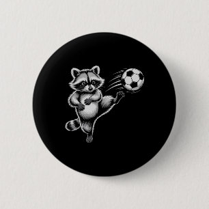 Chapa Redonda De 5 Cm Mapache Ll Kick Gana Partido Pelo No C Fútbol Dive