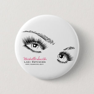 Chapa Redonda De 5 Cm Maquillaje minimalista de Moda de pestañas negras 