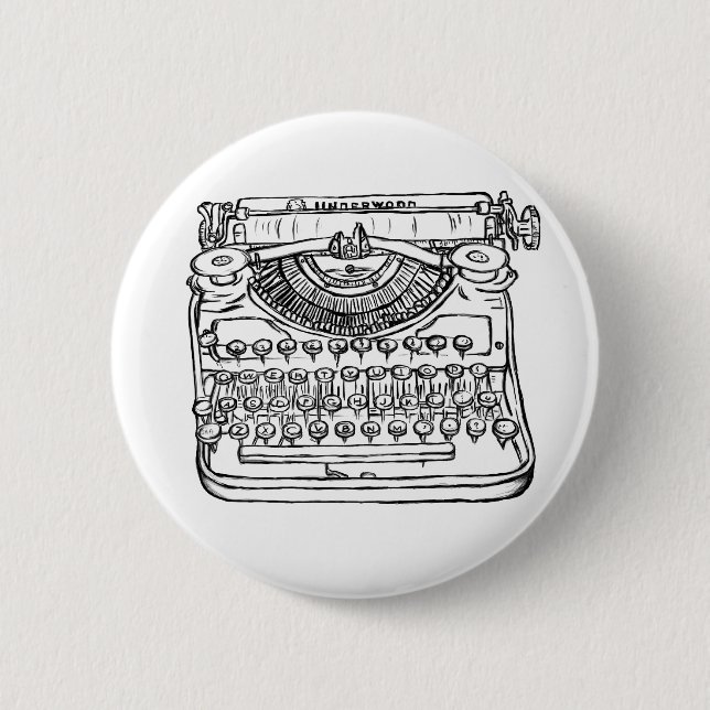 Chapa Redonda De 5 Cm Máquina de escribir (Anverso)