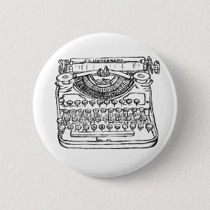 Chapa Redonda De 5 Cm Máquina de escribir