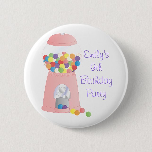 Chapa Redonda De 5 Cm Máquina Gumball rosa (Anverso)