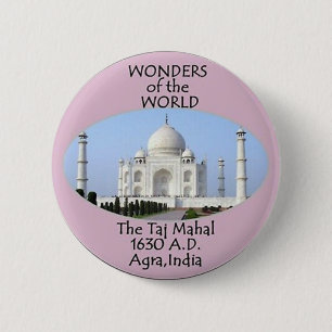 CHAPA REDONDA DE 5 CM MARAVILLAS DEL MUNDO - LA PINBACK BADGE DE TAJ MAH