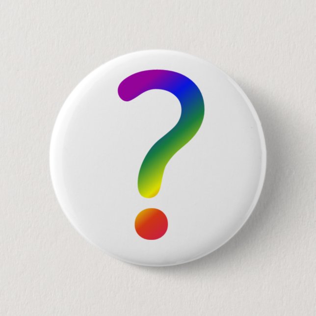 Chapa Redonda De 5 Cm Marca de interrogación Rainbow (Anverso)