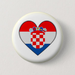 CHAPA REDONDA DE 5 CM ¡¡MARCA NUEVA!! - CROACIA HEART PIN BACK BADGE