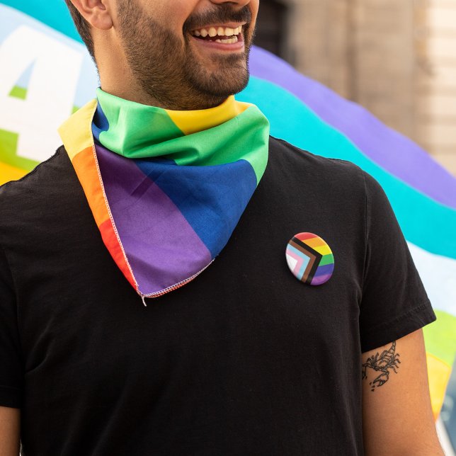 Chapa Redonda De 5 Cm Marcha del progreso: Orgullo arcoiris y diversidad (Subido por el creador)