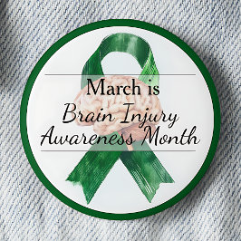 Chapa Redonda De 5 Cm Marcha Mes de Concienciación sobre Lesiones Cerebr