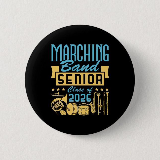 Chapa Redonda De 5 Cm Marching Band Senior Class of 2026 (Anverso)