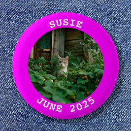 Chapa Redonda De 5 Cm Marco de foto redondo personalizado fucsia
