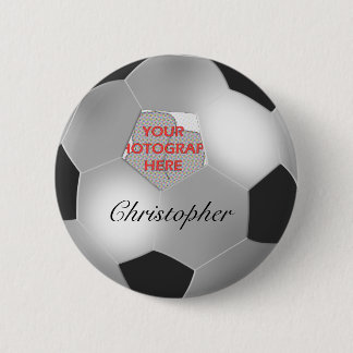 Chapa Redonda De 5 Cm Marco fotográfico del personalizable de fútbol pla