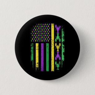 Chapa Redonda De 5 Cm Mardi Gras Bandera Estadounidense Con Nueva Orle D