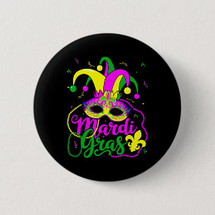 Chapa Redonda De 5 Cm Mardi Gras Carnaval Perlas Máscara Pies Gorras