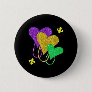 Chapa Redonda De 5 Cm Mardi Gras Corazones Trato De Lugar Mujeres Chicas