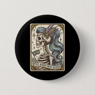 Chapa Redonda De 5 Cm Mardi Gras Desfile Tarot Card Witchen Skeleton Vin