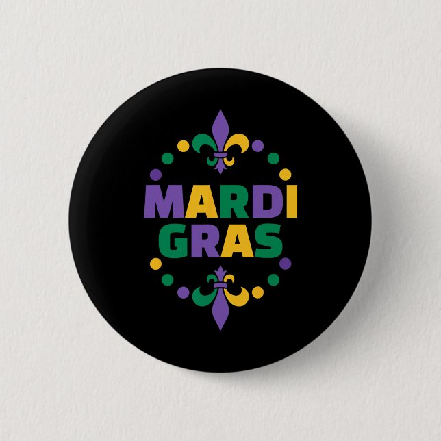 Chapa Redonda De 5 Cm Mardi Gras Feliz Carnaval de Mardi Gras (Anverso)