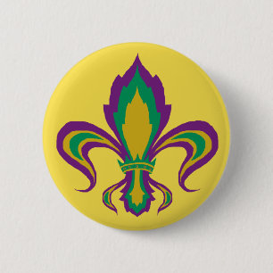 Chapa Redonda De 5 Cm Mardi Gras Fleur De Lis