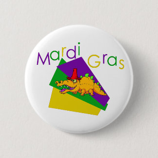 Chapa Redonda De 5 Cm Mardi Gras Gator