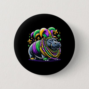 Chapa Redonda De 5 Cm Mardi Gras Hippo Jester