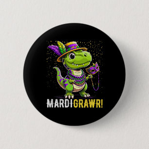 Chapa Redonda De 5 Cm Mardi Gras Kids Shirt T Rex Dinosaur Mardi Grawr C