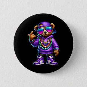 Chapa Redonda De 5 Cm Mardi Gras Oso Para Hombres Hip Hop New Orleans T