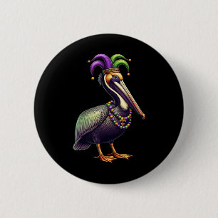 Chapa Redonda De 5 Cm Mardi Gras Pelican Louisiana Desfile Animal Lover 