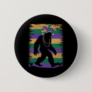 Chapa Redonda De 5 Cm Mardi Gras Sasquatch Funny Bigfoot Fiesta Para Hom