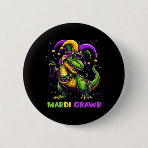 Chapa Redonda De 5 Cm Mardi Grawr T-rex Dinosarus Toddler Kids Mardi Gra