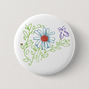 Chapa Redonda De 5 Cm Margarita con la mariquita