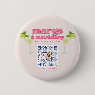 Chapa Redonda De 5 Cm Margs and Matrimony Bachelorette Party QR Code Pin