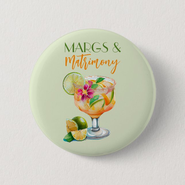 Chapa Redonda De 5 Cm Margs and Matrimony Tequila & Fiesta Bachelorette (Anverso)