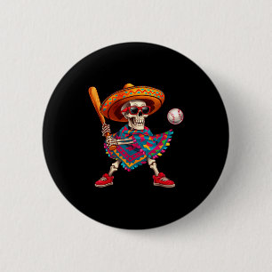 Chapa Redonda De 5 Cm Mariachi esqueleto béisbol cinco de mayo mexicano