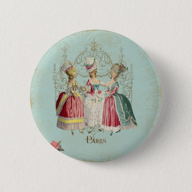 Chapa Redonda De 5 Cm Marie Antoinette, damas de París francesas (Anverso)