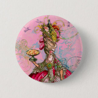 Chapa Redonda De 5 Cm Marie Antoinette Hot Pink & Peacock