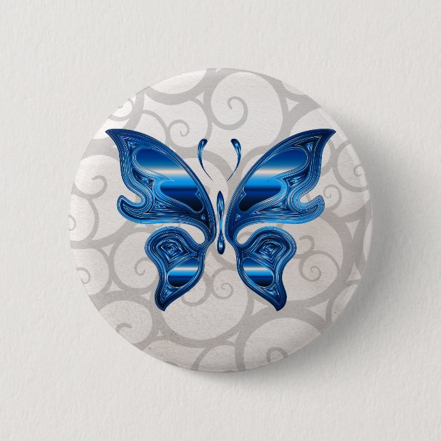 Chapa Redonda De 5 Cm Mariposa azul (Anverso)
