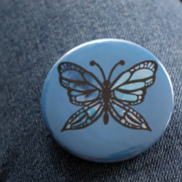 Chapa Redonda De 5 Cm Mariposa azul