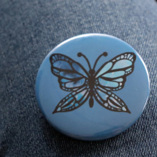 Chapa Redonda De 5 Cm Mariposa azul
