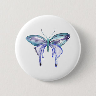 Chapa Redonda De 5 Cm mariposa azul morado acuarela aqua