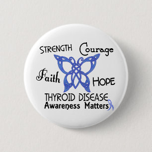 Chapa Redonda De 5 Cm Mariposa céltica 3 de la enfermedad de tiroides