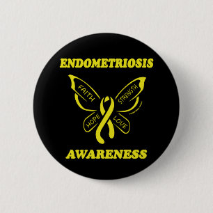 Chapa Redonda De 5 Cm Mariposa/Conciencia...Botón de Endometriosis
