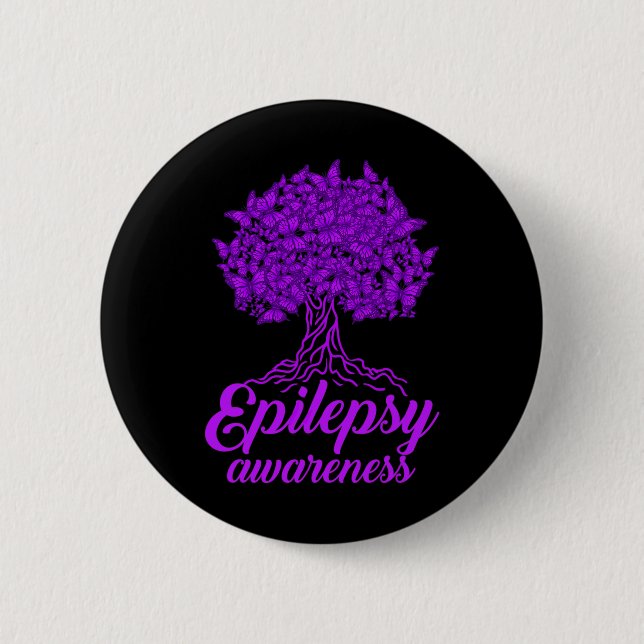 Chapa Redonda De 5 Cm Mariposa de Epilepsia Awareness (Anverso)