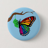 Mariposa del arco iris que emerge de crisálida