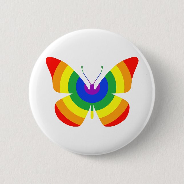 Chapa Redonda De 5 Cm Mariposa del Orgullo LGBT (Anverso)