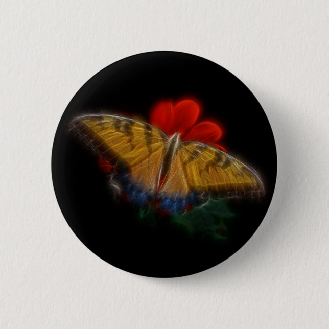Chapa Redonda De 5 Cm Mariposa Fractal Tiger Swallowtail (Anverso)