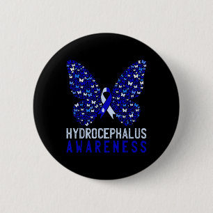 Chapa Redonda De 5 Cm Mariposa Hidrocephalus Awareness Mes Blue Ribbo
