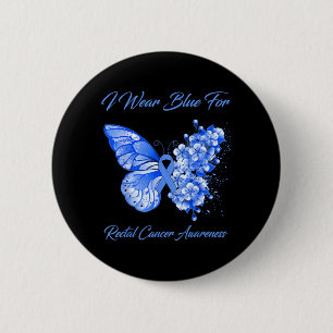 Chapa Redonda De 5 Cm Mariposa Llevo Azul Para La Conciencia Del Cáncer 