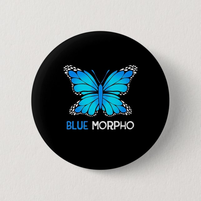 Chapa Redonda De 5 Cm Mariposa morfa azul (Anverso)
