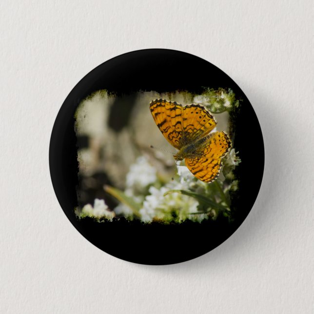 Chapa Redonda De 5 Cm Mariposa naranja (Anverso)