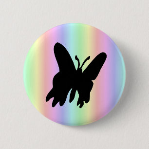 Chapa Redonda De 5 Cm Mariposa negra en el arcoiris pastel