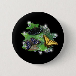 Chapa Redonda De 5 Cm Mariposas en hojas